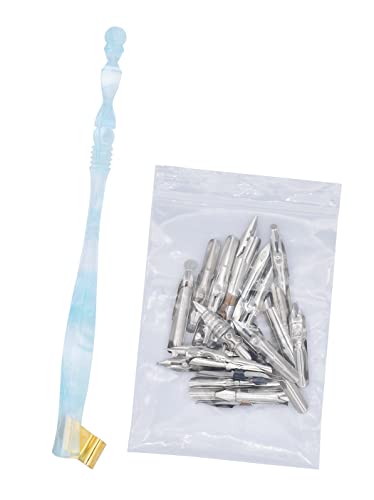 Gullor Powder Blue Oblique Calligraphy Dip Pen Nib Holder with 33 Nibs - color: Powder Blue