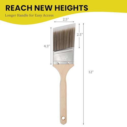 Mister Rui Paint Brush, 2.5 Inch Angled Synthetic Paint Brush for Walls | Sash Brush for Trim, Cabinets, Door, Ergonomic Long Handle, Smooth Finish for Oil & Latex Paint - size: 1PCS, 2.5" Angled