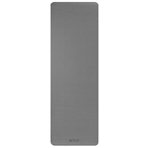 Gaiam Thick Yoga Mat, Exercise & Fitness Mat with Easy-Cinch Carrying Strap - color: Grey, size: 2/5" (10MM)