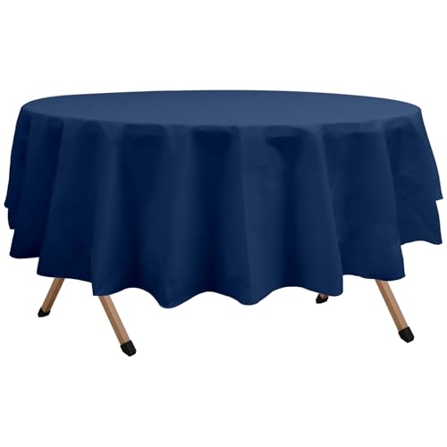 2 Pack Navy Blue Premium Plastic Tablecloth Round 84 Inches Reusable Midnight Marine Blue Decorative Table Cover for Dining, Wedding, Party, Indoor and Outdoor use - color: A04 Navy Blue, size: Round 84"
