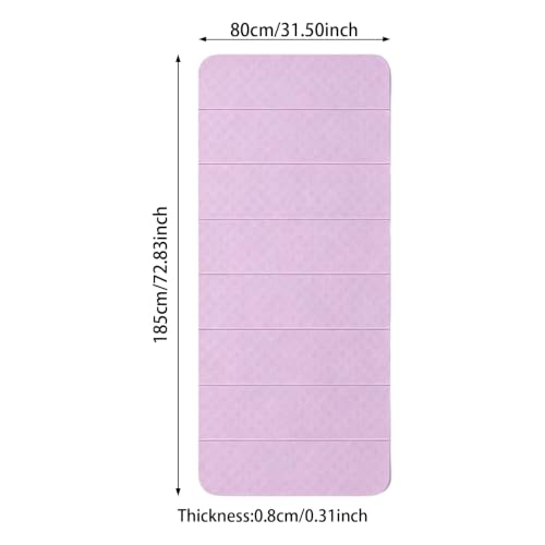 Yoga Mat, Foldable Exercise Mat, Portable FitnessMat, Thickened TPEmat for Yoga, Pilates, Stretching, Non Slip Cushion with 8mm Thick, Compact Design, 72x31 Inch - color: Purple