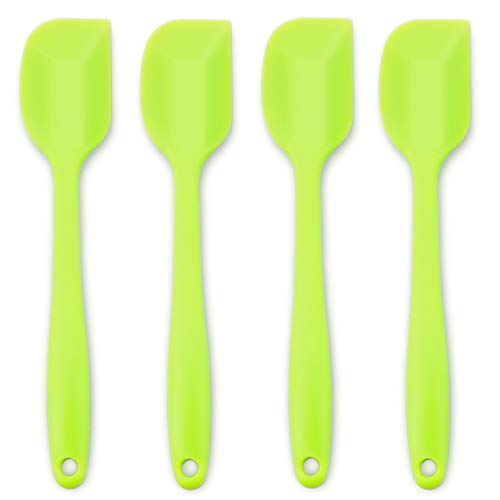 4-Piece Silicone Spatula Set with Stainless Steel Core, Green | Heat-resistant Rubber Spatulas for Nonstick Cookware, Mixing, Scraping and Baking, BPA-free Silicone, Dishwasher Safe - color: Green, size: Large