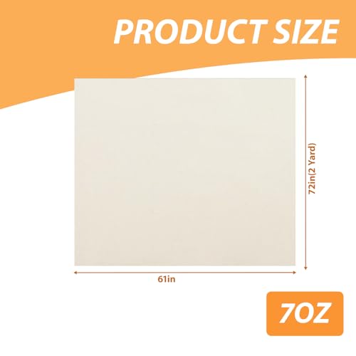 61" X 72"(2 Yard) Natural Cotton Duck Canvas Fabric (7oz) | Fabric for Painting, Sewing, Bags Making, Arts & Crafts - color: 7oz, size: 2 Yard