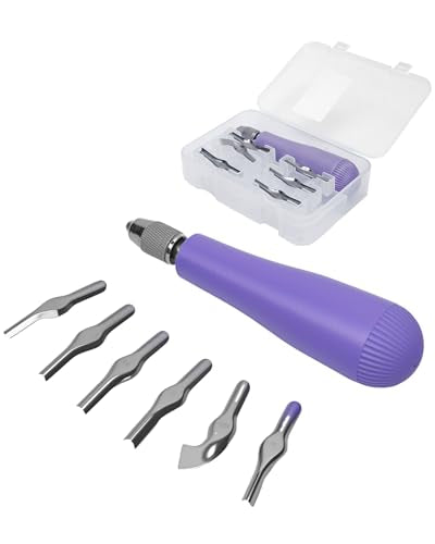 UCEC 1+7 Pack Linocut Carving Tools Linoleum Cutter & Linocut Block Printing Kit – Includes 5 Soft 4" x 6" Linoleum Blocks and Lino Cutting Tools with 6 Blades Universal Size, 4’’ Brayer Roller, Compl