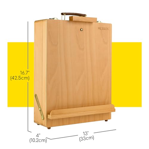 MEEDEN Table Top Easel for Painting: Portable Tabletop Easel with Storage | Wood Easel for Adults - Sketch Box Easel for Students Artist Beginner - Art Desk Easel for Plein Air Natural 16.7"x13" - color: Natural, size: Large