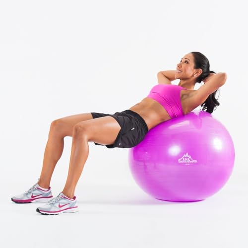 Black Mountain Products Exercise Stability Yoga Ball, Foot Pump, Ball Plug, Plug Puller, 2000 Lbs Static Weight Capacity Antiburst - color: Black, size: 75cm