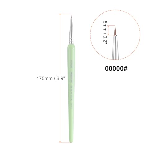 HARFINGTON 6pcs Detail Paint Brushes 5mm Pointed Tip Nylon Hair Miniature Painting Brush for Watercolor Oil Acrylic Painting(00000#), Green - color: Green, size: 00000# 5mm
