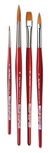 da Vinci Watercolor Series 5016 CosmoTop Spin Paint Brush Set, Synthetic with Bamboo Brush Mat, Multiple Sizes, 4 Brushes - style: Spin + Bamboo Medium Set