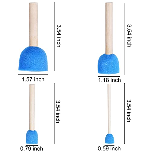 WAFJAMF 40 Pcs Round Sponges Brush Set 4 Sizes DIY Painting Tools Blue | Wooden handle craft foam applicators for acrylic, kids arts & stenciling with multiple diameter options - color: Blue