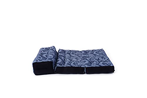 Leewadee Foldable Floor Mattress – 2 in 1 Floor Meditation Mat for Yoga and Relaxation, Seating Futon with Kapok - color: Cbt1 - Blue
