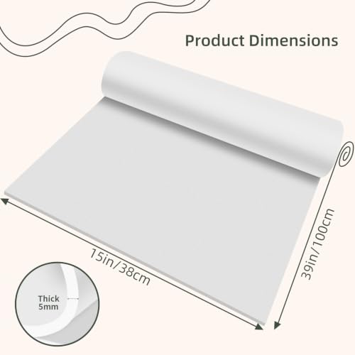 Foam Craft Sheets, 38x100CM EVA Foam Roll, 5MM White DIY Handcraft Sheets | High Density EVA Foam Paper for Cosplay, Scrapbooking, Party Decorations, Easy to Cut, Sand, Thermoform, and Paint - color: WHITE-15x39in-5MM