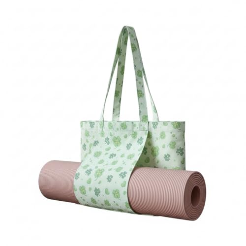 Yoga Mats bag for Women, Canvas Bags for Yoga Mat & Blocks Women, Floral Gym Valentine's Day Gifts for Yoga Lover - color: Grass Green