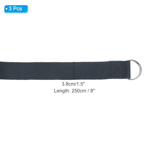 PATIKIL Yoga Strap for Stretching Cotton Yoga Belt with Adjustable Metal D-Ring Buckle Stretch Band for Fitness Pilates - color: Dark Grey