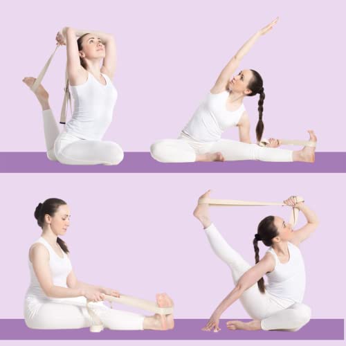 California Yoga Strap | Yoga Belt with Safe Adjustable D-Ring Buckle for Pilates | Stretching Strap | Exercise Bands | Physical Therapy | Improves Sitting Posture - color: Purple-10ft