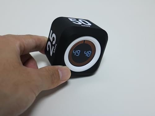 Rotating Cube Visual Countdown Timer 5, 25, 10 50 Minutes Preset - color: Black