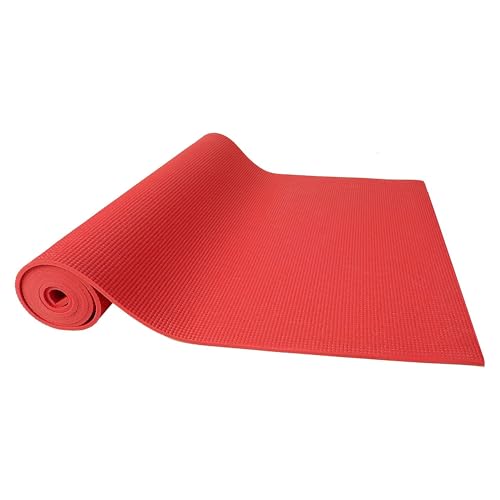 Fitvids All Purpose 1/4-Inch High Density Anti-Tear Exercise Yoga Mat with Carrying Strap, Multiple Colors - color: Red