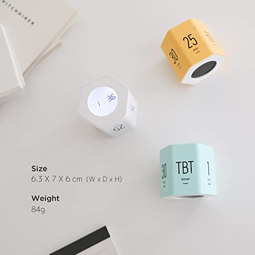 mooas Multi-Hexagon Clock Timer, Cube, Backlight, Countup/Down (White) | 6 Preset Times, Productivity Timer, 12/24H Clock, Battery Operated, Sound/Mute, Easy to Use, Exercise, Study, Cooking, Work - color: White, Mint, Yellow