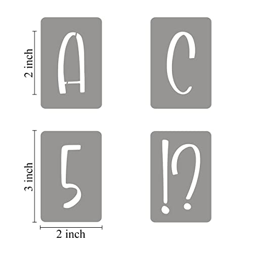 2 Inch Alphabet Letter Stencils for Painting - 42 Pack Letter and Number Stencil Templates with Signs for Painting on Wood, Reusable Letters and Numbers Stencils for Chalkboard Wood Signs & Wall Art - size: 2 Inch