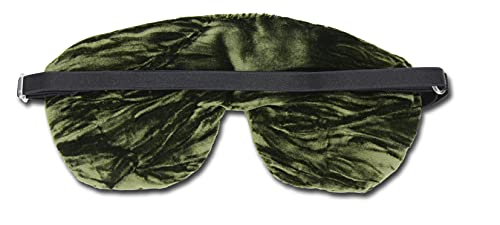 Handmade Opulence Yoga Eye Pillow - Weighted Flaxseed Fill, Unscented, Satin & Velvet, Adjustable Strap - Ideal for Meditation & Restful Sleep - Olive - TEMF-OV - color: Olive