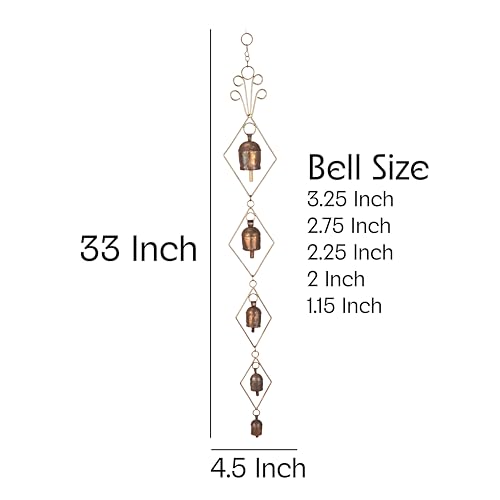 Rustic Gold Metal Wind Chimes for Outside Yard Decor – 33" Diamond Frame Hanging Wind Catcher - Bronze Finish Garden Accent for Porch, Balcony, Meditation, Memorial, or Outdoor Entryway - color: Diamond Chime