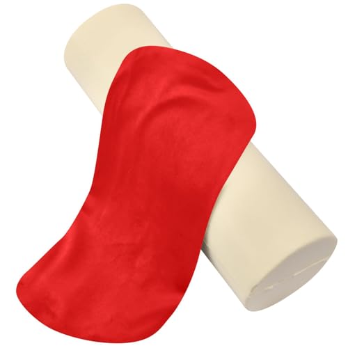 Gredecor Red Neck Pillow with Removable Washable Cover Memory Foam Cervical Roll Neck Pillows for Sleeping Support Bolster Pillow for Bed Back Head Yoga 5.5 x 17 in - color: Red