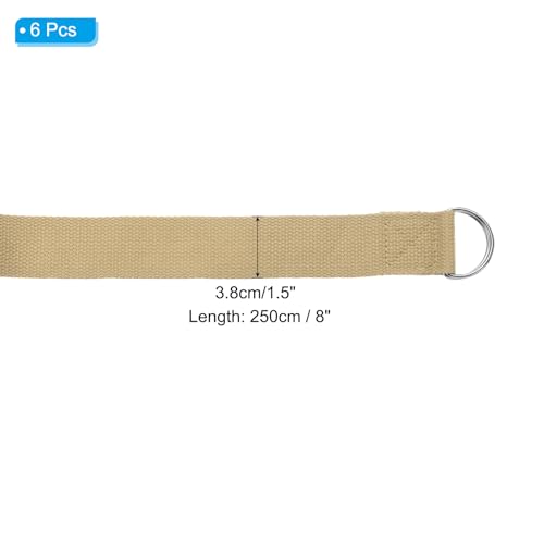 PATIKIL Yoga Strap for Stretching Cotton Yoga Belt with Adjustable Metal D-Ring Buckle Stretch Bands for Fitness Pilates - color: Khaki, size: 8 Feet