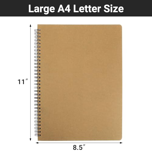 EUSOAR Graphing Notebook, A4 3Packs 8.5"x11" 120 Pages Graph Notebook Spiral, Hardcover Spiral Grid Paper Notebook Composition for Math Science Engineering Artist Drawing-Black/Royal Blue/Kraft - color: Black/Royal Blue/Kraft, size: A4