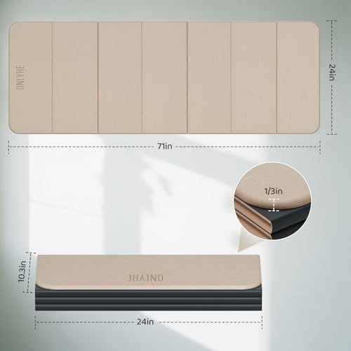 Foldable Yoga Mat Exercise Mat for Home Workout, Comfortable and Durable, 8mm Thick Portable Folding Mat, Non-Slip, Pilates Mat Thick, Outdoor Use, Meditation, Travel, Camping (71"x24" x 0.3") - color: Milk coffee + black
