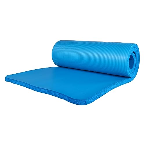 BalanceFrom 7-Piece Yoga Set with 71x24x1 Inches Extra Thick Mat and Carrying Sling – Includes 2 Blocks, Stretch Strap, 2 Towels, and Knee Pad for Home, Studio, and Gym Workouts - color: Blue