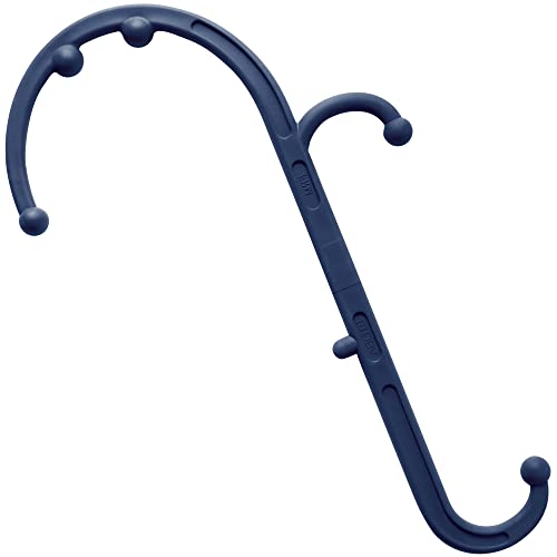 LiBa Back and Neck Massager Trigger Point Hook Therapy Tool Navy | Manual massage hook for pain relief, handheld back neck shoulder massager targets trigger points, ergonomic therapy - color: C. Navy