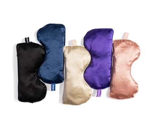 ASUTRA Silk Eye Pillow for Sleep, Black - Filled w/Lavender Buds (One Size) - color: Black