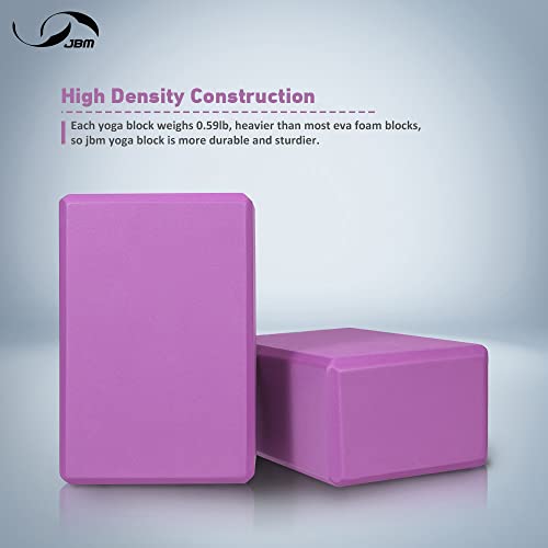 JBM Yoga Blocks 2 Pack with Strap, Cork Block 2 Pack EVA Foam Yoga Bricks Set,Stretch Blocks