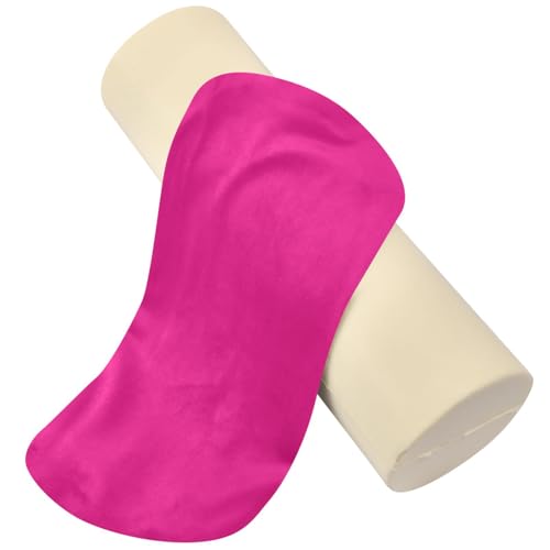 Gredecor Deep Pink Neck Pillow with Removable Washable Cover Memory Foam Cervical Roll Neck Pillows for Sleeping Support Bolster Pillow for Bed Back Head Yoga 5.5 x 17 in - color: Deep Pink