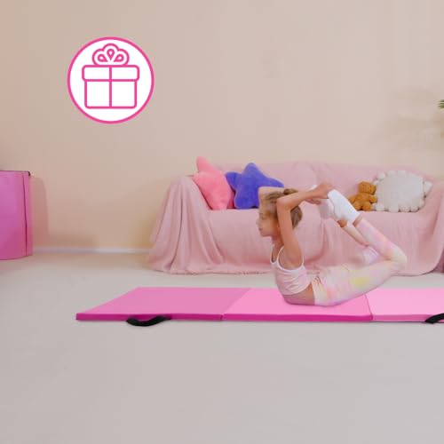 Kangaroo Hoppers Gymnastics Tumbling Mats Foldable Gym Tumble Mat for Kids - color: Gradient Pink, size: 3×6FT×1''