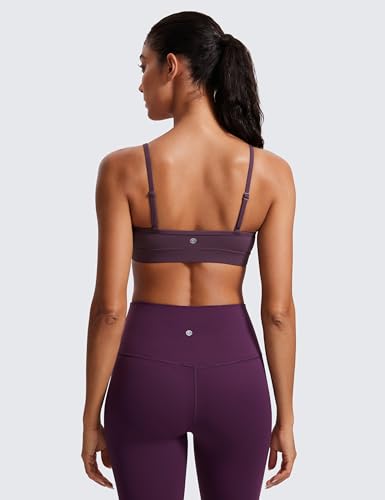 CRZ YOGA Butterluxe V Neck Sports Bras | Light Support, Removable Pads, Yoga, Extremely Soft, Square Back, Adjustable Spaghetti Straps, for Women - color: Thistle Purple, size: X-Small