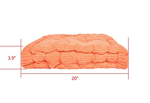 ChezMax Floor Pillow & Cushion, Large Meditation Chair Cushions, Thick Square Seat Pad, Soft Velvet Tufted Seating Pouf for Indoor/Outdoor Yoga Bench Rocking Chair Room Tatami Sofa, Orange 20" x 20" - color: Orange L