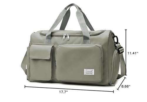 Suruid Gym Bag with Shoe Compartment, Sports Duffle Bag for Women, DGray - color: Dark Gray