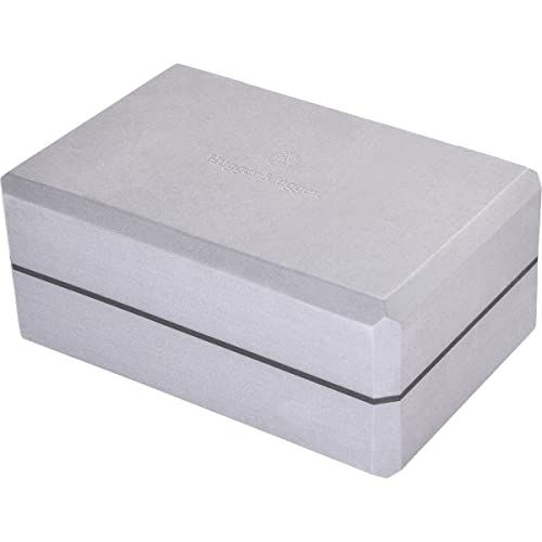 Hugger Mugger 4 in. Foam Yoga Block - Strong and Stable, Beveled Edges for Comfort, Most Favored Block Size, Helps with Alignment and Support in Many Poses - color: Gray