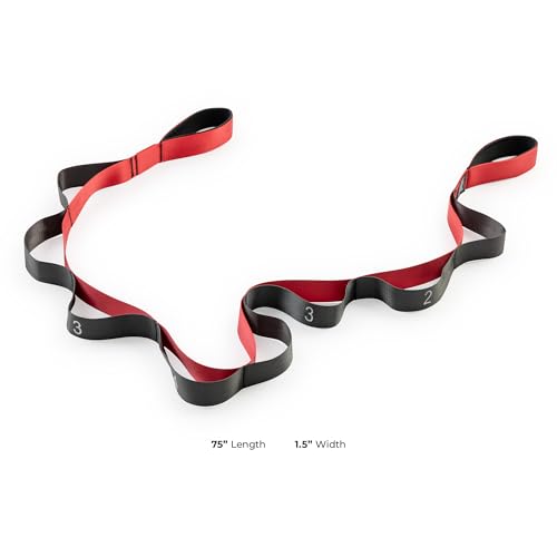 Sunny Health & Fitness Premium Yoga Stretch Strap, 10 Individual Grip Loops