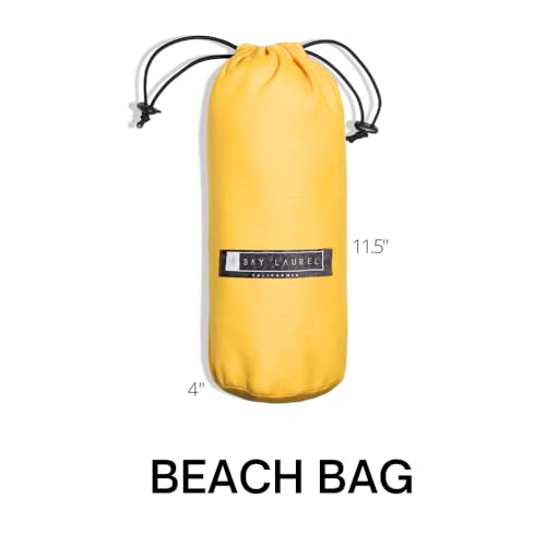 BAY LAUREL Turkish Beach Towel with Travel Bag 39 x 71 Quick Dry Sand Free Lightweight Large Oversized Towels Light - color: Grey With Yellow Bag