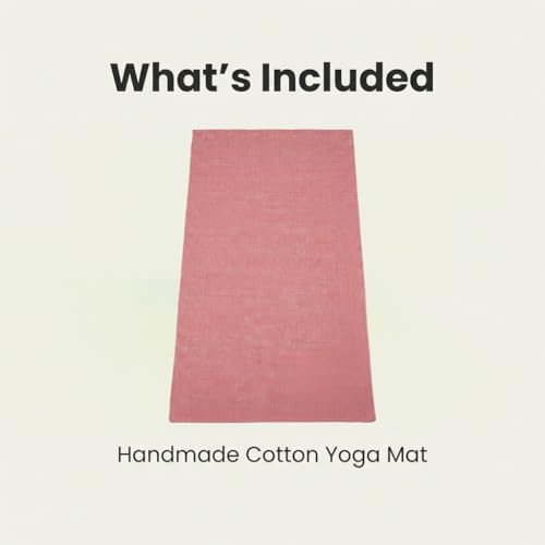 LFH Home Handmade Cotton Yoga Mat Cotton Rug picnic mat For Exercise, Workout, Fitness - Perfect Heavy Quality Eco Friendly Natural Cotton Woven Reversible Yoga Mats for Men & Women - 72x26 Inch. - color: Brick