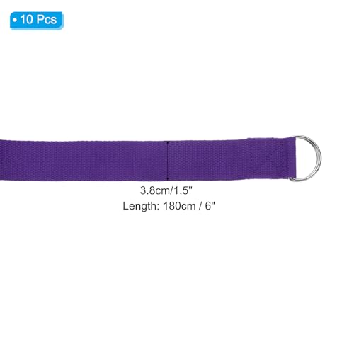 PATIKIL Yoga Strap for Stretching, Cotton Yoga Belt with Adjustable Metal D-Ring Buckle Stretch Band for Fitness Pilates - color: Dark Purple