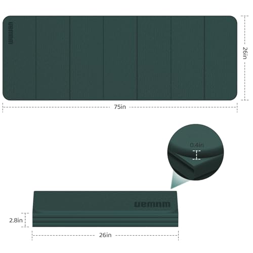 Yoga Mat Thick 10mm, Foldable Yoga Mat 75 x 26 x 0.4 Inches - color: Dark green