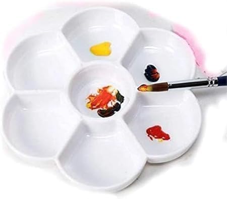 2 Pcs Watercolor Paint Palette Tray Water Color Palletes Washable Paint Ceramic Paint Palette Porcelain Watercolor Palette for Artist Watercolor Painting Palettes and Palette Cups(White)