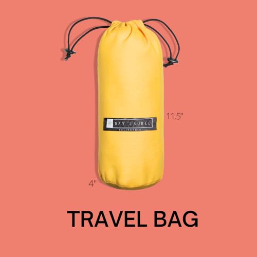 BAY LAUREL Turkish Beach Towel with Travel Bag 39 x 71 Quick Dry Sand Free Lightweight Large Oversized Towels Light (Orange with Yellow Bag) - color: Orange With Yellow Bag