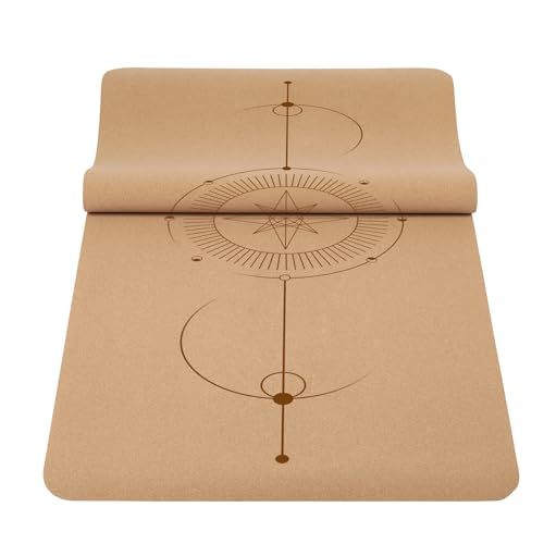 Premium Cork Yoga Mat Non Slip Thick Cork Exercise & Fitness Mat for Yoga, Pilates, & Home Workouts(72" x 24" x 5mm Thick) - color: Cork Mat Star