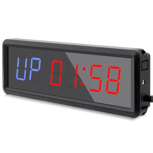 PELLOR Gym Timer with Remote & Press Button | 85dB Adjustable Buzzer, 5 Level Brightness, Interval Timer for Home Gym Garage