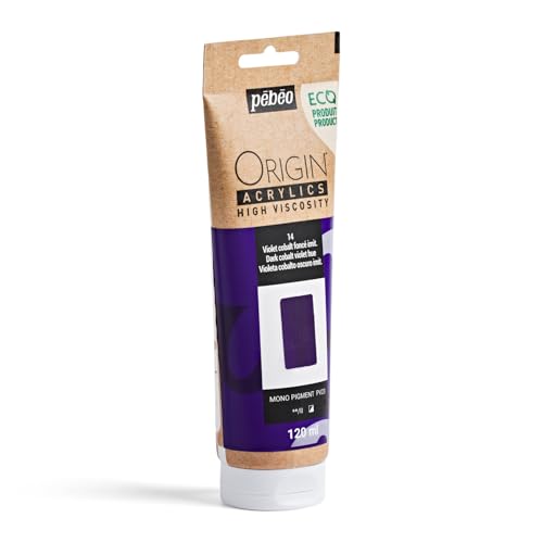 PEBEO Origin Acrylics 120ml Matte Acrylic Paint, Dark Cobalt Violet Hue | Deep dramatic violet in matte heavy-body acrylic - moody impasto depth on canvas; 100% recycled binder. - color: Dark Cobalt Violet Hue
