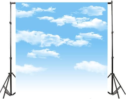 5x5ft Blue Sky and White Clouds Backdrop for Photography Vinyl Material | Clear Sky Photo Background Banner Airplane Theme Baby Newborn Birthday Cake Table Party Decorations Kid Portrait Studio Props - size: 5x5ft