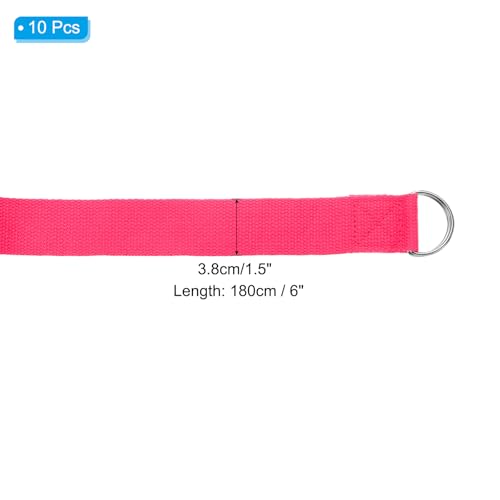 PATIKIL Yoga Strap for Stretching, Cotton Yoga Belt with Adjustable Metal D-Ring Buckle Stretch Band for Fitness Pilates - color: Fuchsia